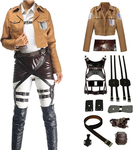 Anime Cosplay Kostüm Jacke und Gürtel Scout Regiment Verkleidung Survey Corps Uniform Halloween Karneval Weihnachten Party Bühnenauftritt Kostüm für Erwachsene+(Size:s,Color:Style 2) von Generic