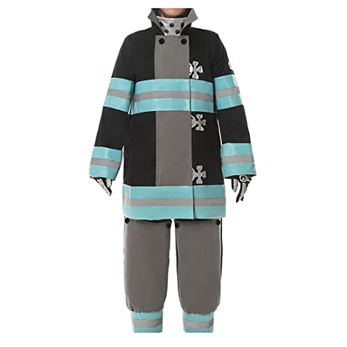 Anime Fire Force Cosplay Kostüm Shinra Kusakabe Uniformkleid Karneval Kostüme kompletter Satz mit Zubehör,Blue-S Anime Fire Force Cosplay Kostüm Shinra Kusakabe Uniformkleid Karneval Kostüme kompletter Satz mit Zubehör,Blue-S von Generic