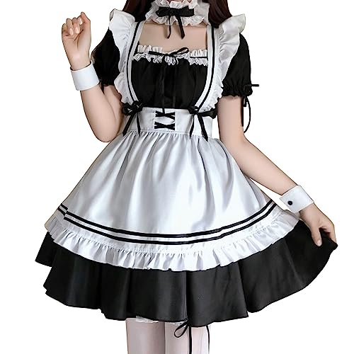 Anime French Maid Dress Niedliche Maid Cosplay Kleid für Halloween Maid Kostüm Outfit Set Burgundisch Kleider Anime French Maid Dress Niedliche Maid Cosplay Kleid für Halloween Maid Kostüm Outfit Set Burgundisch Kleider von Generic