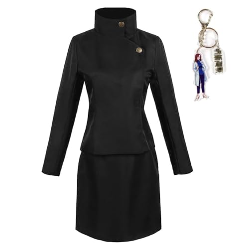Anime Jujutsu Cosplay Kostüm Megumi Fushiguro Uniform Japanische Schule Outfit Full Set Unisex Mit Schlüsselanhänger (Leiri Schwarz,M) von Generic