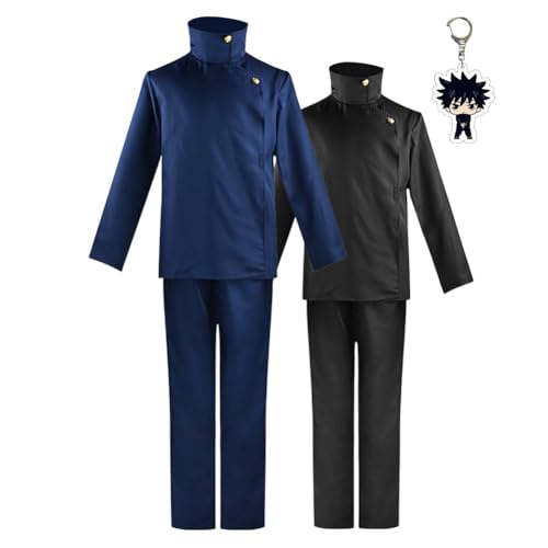 Anime Jujutsu Cosplay Kostüm Megumi Fushiguro Uniform Japanische Schule Outfit Full Set Unisex Mit Schlüsselanhänger (Megumi Blau,XL) von Generic
