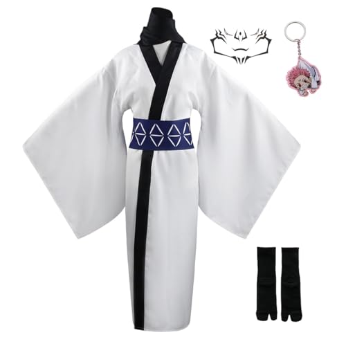 Anime Jujutsu Cosplay Kostüm Megumi Fushiguro Uniform Japanische Schule Outfit Full Set Unisex Mit Schlüsselanhänger (Sukuna Kimono,M) von Generic