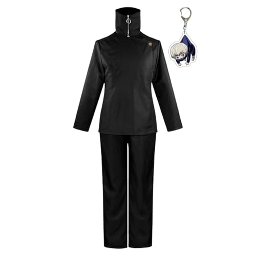 Anime Jujutsu Cosplay Kostüm Megumi Fushiguro Uniform Japanische Schule Outfit Full Set Unisex Mit Schlüsselanhänger (Toge Schwarz,M) von Generic