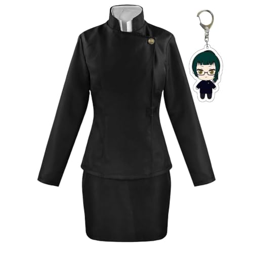 Anime Jujutsu Cosplay Kostüm Megumi Fushiguro Uniform Japanische Schule Outfit Full Set Unisex Mit Schlüsselanhänger (Zenin Schwarz,S) von Generic