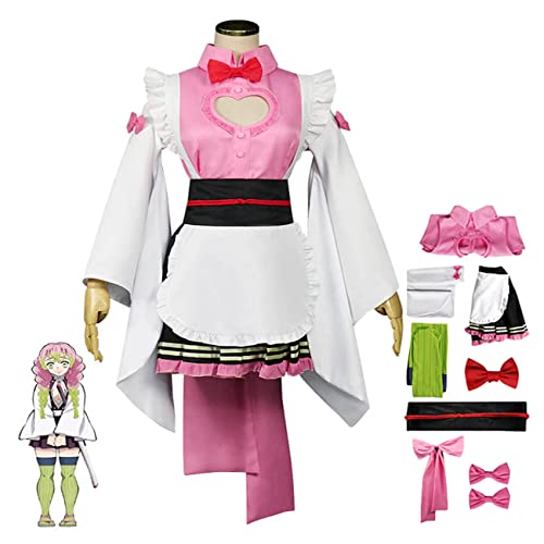 Anime Kanroji Mitsuri Cosplay Kostüm Maid Lolita Kleid Set Kimono,M-Pink von Generic