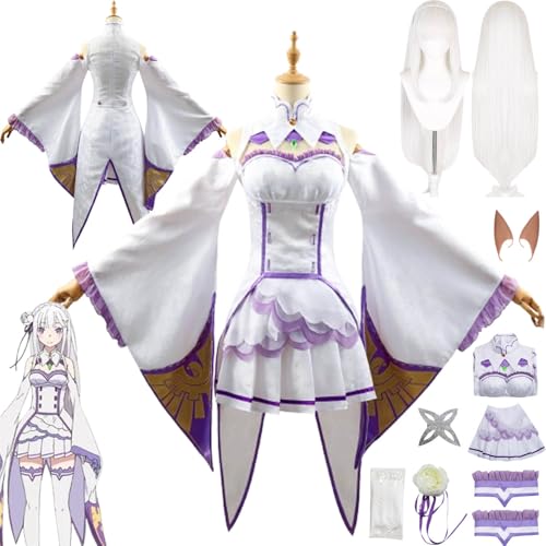 Anime Re Life In A Different World From Zero Cosplay Costume Outfit Emilia Uniform Complete Set Halloween Carnival Dress Up Suit with Wig False Ear for Women Anime Re Life In A Different World From Zero Cosplay Costume Outfit Emilia Uniform Complete Set Halloween Carnival Dress Up Suit with Wig False Ear for Women von Generic