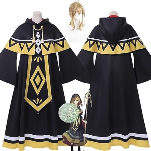 Anime The Secret of Silent Witch Moncia Everett Neue Haut Cosplay Kostüm Outfit Rollenspiel Uniform Komplettes Set Halloween Party Dress Up Anzug mit Perücke für Frauen (Schwarz, XXXL) von Generic