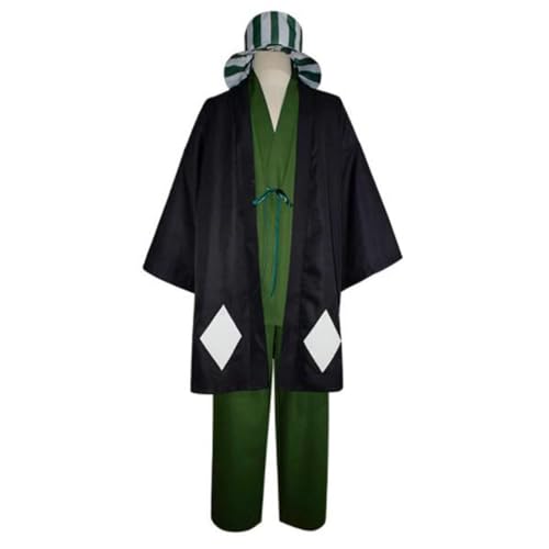 Anime Urahara Kisuke Cosplay Kostüm Kimono Uniform Halloween Outfit Komplettes Set Mit Hut,Green-XXL von Generic