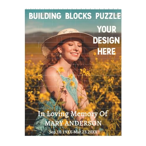 Anpassbare Baustein Block Puzzle Fotorahmen Rechteck geformt, ABS Puzzle mit Text Bild Logo Foto UV gedruckt für Gedächtnis Andenken Geschenk von Generic