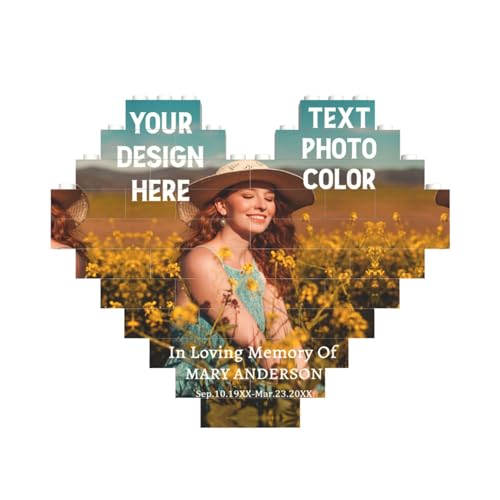 Anpassbare Baustein Block Puzzle Herz geformt, ABS Puzzle mit Text Bild Logo Foto Doppelseitiger UV-Druck für Gedächtnis Andenken Geschenk von Generic