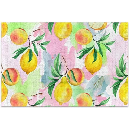 Aquarell-Puzzle, Zitrone, Pfirsiche, Früchte, 500 Teile, für Erwachsene, Blumenkunst, Malerei, Natur-Puzzle, lustiges Puzzle-Spiel, Geschenke, 500 x 37 cm von Generic