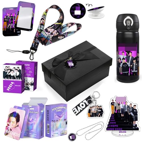 Arm-y Geschenkset, K-Pop-Artikel Jungkook J-Hope JIN Jimin RM SUGA V, Festa Proof Fotokarten, 500ML Thermosbecher, Acryl-Standbecher(Black-Festa) von Generic
