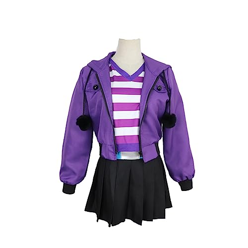 Astolfo Cosplay Kostüm Lila Mäntel T-Shirts Röcke Set Halloween Outfit,L-Purple von Generic