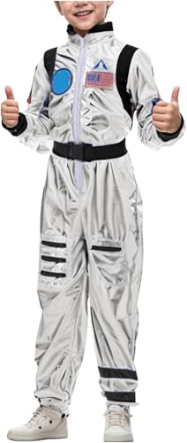 Astronaut Kostüm Kinder, realistisches Astronauten Kostüm Kind, Raumanzug für Fasching, Karneval & Halloween, Space Kostüm für Jungen & Mädchen (Junge-Schwarz,XXS) von Generic