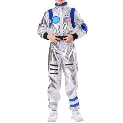 Astronaut Kostüm Kinder, realistisches Astronauten Kostüm Kind, Raumanzug für Fasching, Karneval & Halloween, Space Kostüm für Jungen & Mädchen (Mädchen-Blau,S) von Generic