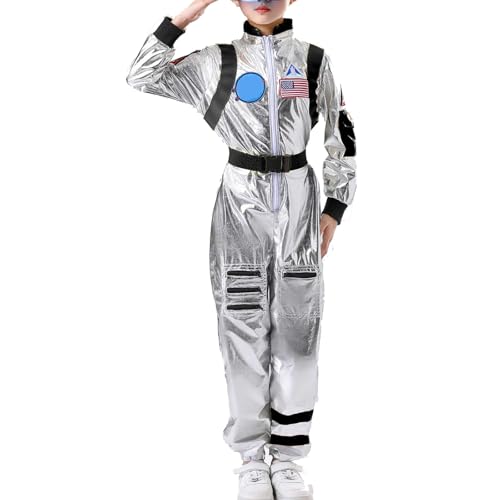 Astronaut Kostüm Kinder, realistisches Astronauten Kostüm Kind, Raumanzug für Fasching, Karneval & Halloween, Space Kostüm für Jungen & Mädchen (Mädchen-Schwarz,XXS) von Generic