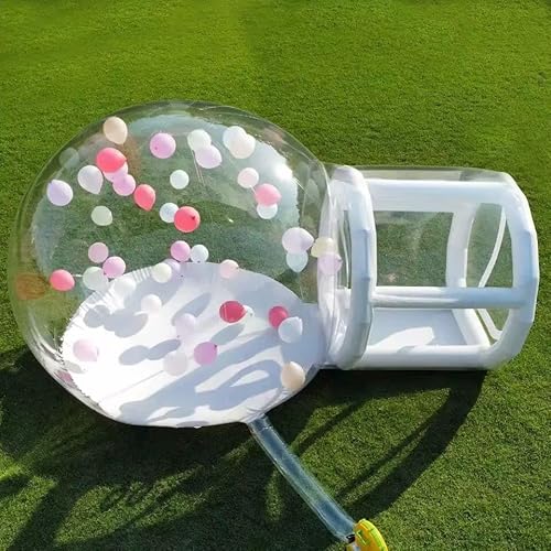 Aufblasbares Blasenhauszelt aus PVC, 3 m mit Tunnel, Ballonhaus mit 950 W Luftgebläse, 600 W Luftpumpe, aufblasbare Kuppel für Party (klar, 3 m Raum + 2 m Tunnel) von Generic