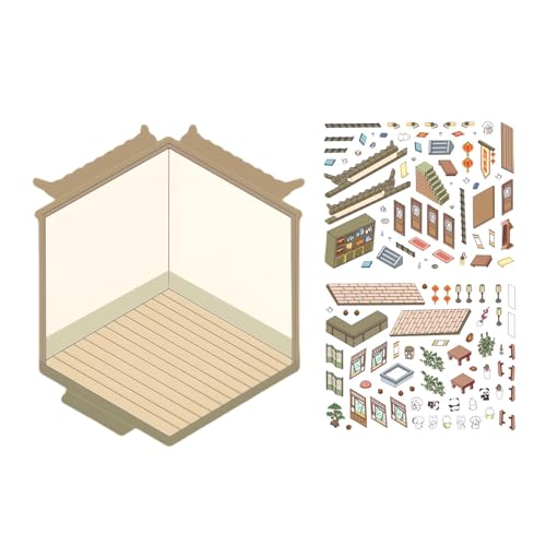 Aufkleber-Set für Zuhause, Szenen-Sticker, handgefertigt, mit Cartoon-Szene für Zimmer, Miniatur-Aufkleber-Szene, pädagogisches Spielzeug für die Dekoration von Generic