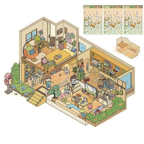 Aufkleber für Szenarien, Aufkleber für Landschaftsbau mit 3D-Effekt, Miniatur-Haus mit 3D-Effekt, Set mit Aufklebern für Kinderbühne, Aufkleber von Generic