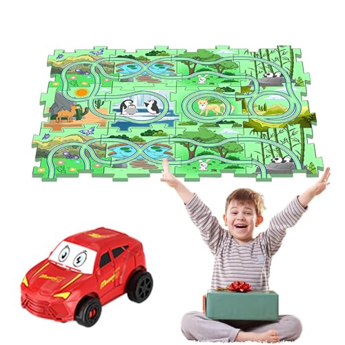 Auto Puzzle Track auf Schiene Set Puzzle Auto Tracks Set | Auto Spielzeug Puzzle Board Rennstrecke | Lernspielzeug, Feinmotorikspielzeug, Terrestrisches Thema, Pu Track von Generic