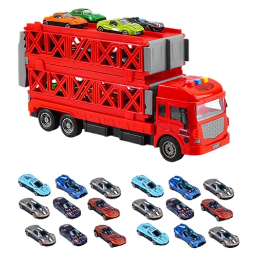 Auto-Transportspielzeug, Spielzeug für Transportwagen, 2-lagiges Katapult-Rennstrecke, zusammenklappbares Transportset, Rennstrecke mit Rennstrecke von Generic