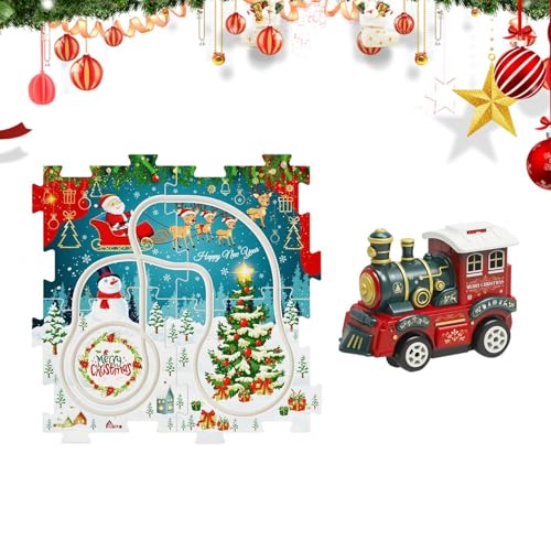 Autobahn-Set für KidPuzzle Racer, Autospielset mit Puzzlebahnen, Weihnachtspuzzle mit Zug | Puzzle Abenteuerspielzeug für Eisenbahnwagen, Lernpuzzle für von Generic