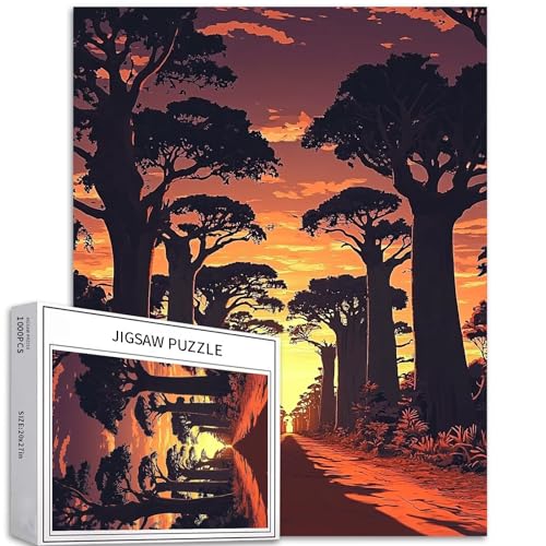 Avenue of The Baobabs Puzzle für Erwachsene, Madagaskar, Landschaftskunst, bunt, DIY-Puzzle, Heimdekoration, Geschenke, Familienpuzzle, perfekt für Spielabende, 50,8 x 68,9 cm, 1000 Teile Avenue of The Baobabs Puzzle für Erwachsene, Madagaskar, Landschaftskunst, bunt, DIY-Puzzle, Heimdekoration, Geschenke, Familienpuzzle, perfekt für Spielabende, 50,8 x 68,9 cm, 1000 Teile von Generic