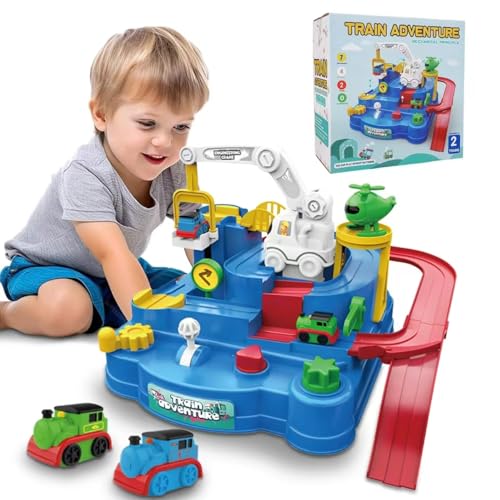 BASAMOU Auto Spielzeug Rennstrecken ab 3 4 5 6 Jahre Jungen Mädchen, Track Cars Spielzeug, Abenteuer Autopark enthält 2 Spielzeugautos, Geschenk für Jungen Kinder (4 Tasten) von Generic