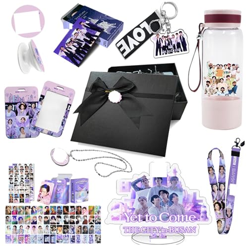BT Proof Geschenkset, ARM-Y Merchandise, K-Pop Merch, Fotokarten, Schlüsselanhänger, Acryl-Stehbecher, 550-ml-Becher(Black-YetToCome) von Generic