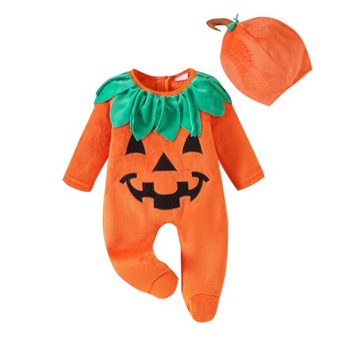 Baby 3 Monat Halloween-Outfits für Babyjungen, süßer langärmeliger Strampler mit Mütze, weiches, bequemes Säuglingskostüm für Kleinkinder, Party-Anzug Baby 3 Monat Halloween-Outfits für Babyjungen, süßer langärmeliger Strampler mit Mütze, weiches, bequemes Säuglingskostüm für Kleinkinder, Party-Anzug von Generic