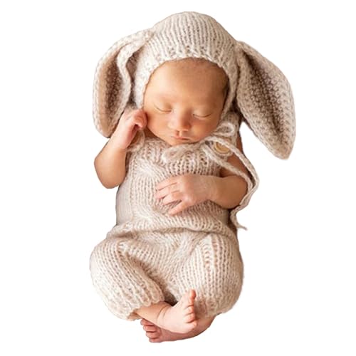 Baby Fotografie Kostüm Kaninchen Fotografie Kostüm für Baby Hase | Requisiten für Fotoshooting Hut Kaninchen Babykleidung - Komplett für Babyfotos, bequem von Generic