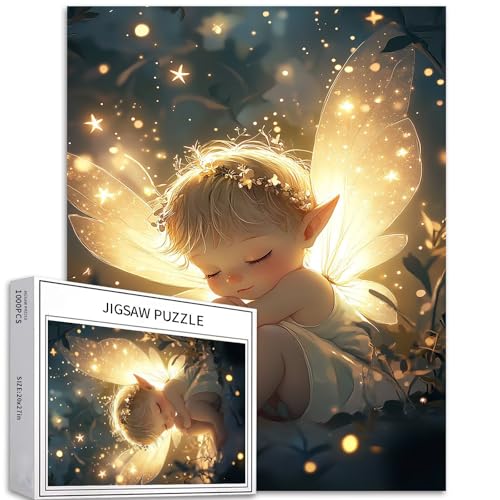 Baby-Gesichtselfe 1000 Teile Puzzle für Erwachsene, Traumhintergrund, Kunst, Puzzle, anspruchsvolle Familienaktivitäten, buntes DIY-Bastelpuzzle für Heimdekoration, Geschenke, 50 x 70 cm Baby-Gesichtselfe 1000 Teile Puzzle für Erwachsene, Traumhintergrund, Kunst, Puzzle, anspruchsvolle Familienaktivitäten, buntes DIY-Bastelpuzzle für Heimdekoration, Geschenke, 50 x 70 cm von Generic