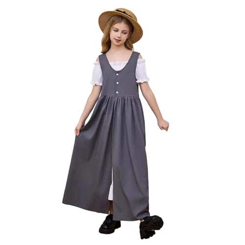 Baby Halloween KostüMmäDchen KostüM Mittelalterkleid 2-Teiliges Set Elegantes Langes Kleid Party-Outfit FüR Kinder Cosplay Rollenspiele FrüHling Sommer LäSsige Lockere SchlüSselanhäNger von Generic