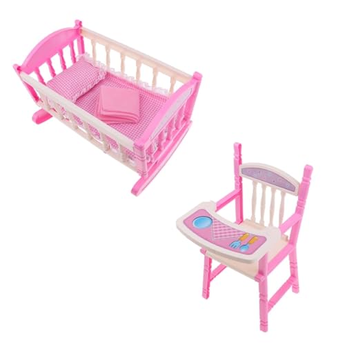 Baby Kleinkindspielzeug Abnehmbares Hochstuhl- und Kinderbett-Set mit Matratzendecke und Kissen Kleinkindspielzeug (Pink, One Size) von Generic