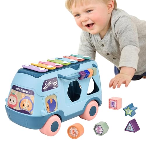 Baby Spielzeugbus, Musical Bus Baby | Interaktives Klavier mit Musik/Licht - Früherziehung Puzzle Story Machine Vorschule Geschichten Erzählfahrzeug für 1-3 Jahre zum Weihnachtsgeburtstag von Generic