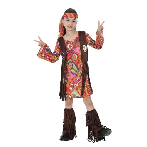 Baby Strampler Set Hippie-Kostüm für Mädchen, Halloween-Outfit, Peace Lover, 60er-Jahre-Thema, Fotoshooting, Ankleideparty-Kleidung für Kinder, Kleinkinder, Bühnenauftritt von Generic