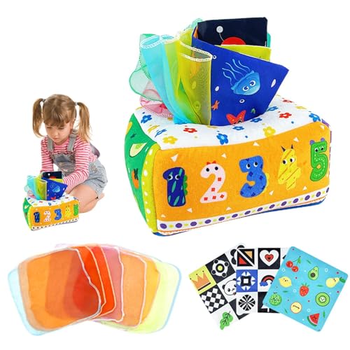 Baby Tascht Toall Box Toy, Sensorikbox Babies, Stoffbuch mit Seidenschals, Spielzeug für frühe Erziehung, Babyentwicklung, pädagogisches Spiel für Kleinkinder Baby Tascht Toall Box Toy, Sensorikbox Babies, Stoffbuch mit Seidenschals, Spielzeug für frühe Erziehung, Babyentwicklung, pädagogisches Spiel für Kleinkinder von Generic