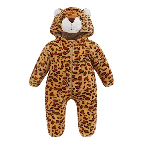 Baby-Tierkostüm | Warmes und weiches Kostüm für Kleinkinder, Halloween, Onesie Kids, Cartoon-Tier-Design, für Kleinkinder, Tiger-Overall, Leopard im alten Stil, 90 cm von Generic