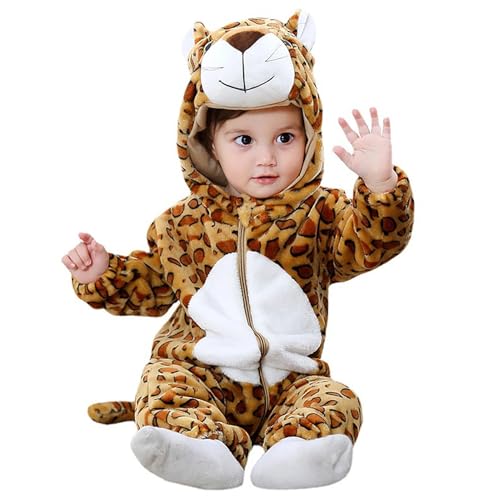 Baby-Tierkostüm | Warmes und weiches Kostüm für Kleinkinder, Halloween, Onesie Kids, Cartoon-Tier-Design, für Kleinkinder, Tiger-Overall, Neuer Leopard, 80 cm von Generic