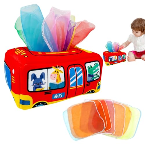 Baby Tissue Box Toy, Sensorik Taschdüchtuchbox mit 8 bunten Seidentüchern, Baby-Spielzeug, pädagogisches Lernspielzeug für Kleinkinder, Aktivitätsspielzeug Baby Tissue Box Toy, Sensorik Taschdüchtuchbox mit 8 bunten Seidentüchern, Baby-Spielzeug, pädagogisches Lernspielzeug für Kleinkinder, Aktivitätsspielzeug von Generic