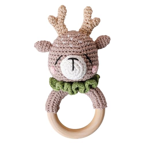 Babybett Rassel häkeln für Kleinkinder weiche kaubare Krippe Mobile hängen Indoor Kindergarten BgP438 (Khaki, 16x8.8cm) von Generic