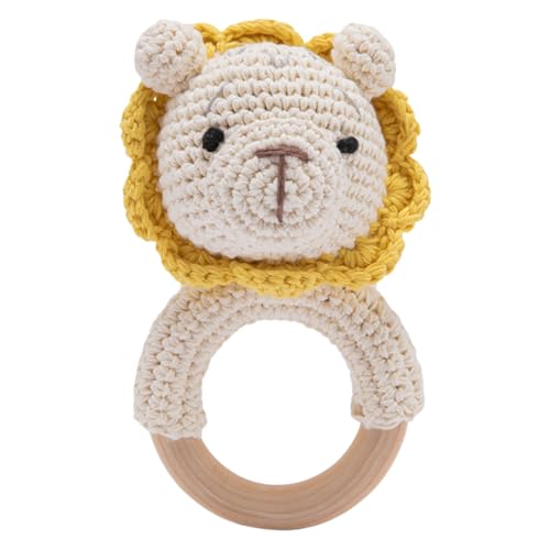 Babybett und Rassel, gehäkeltes Beißspielzeug für Kleinkinder, weiches und süßes Kauspielzeug fürs Kinderzimmer, für Neugeborene und Kleinkinder, für den Innenbereich BgP435 (White, 13.2x7.5cm) von Generic