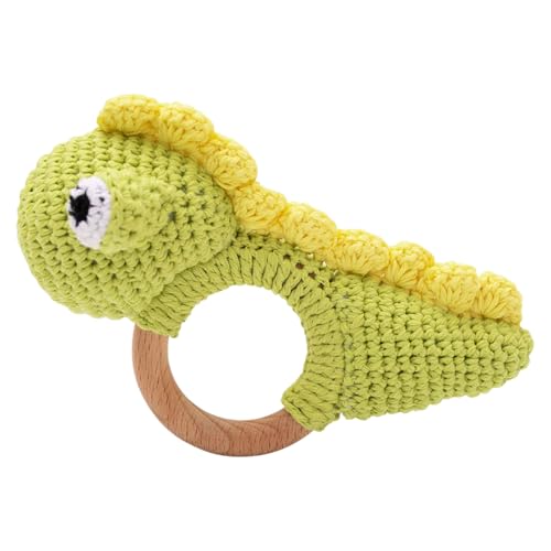 Babybett und Rassel häkeln Beißring Spielzeug für Kleinkinder weich und niedlich Kinderzimmer Indoor Kauspielzeug für beruhigende und BgP431 (Green, 13.7x9.9cm) von Generic