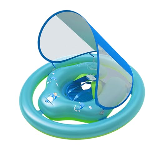 Babyschwimmer mit Verdeck | Schwimmschwimmer für Babys mit aufblasbarem Vorzelt – aufblasbarer Badewannenring, Sicherheitssitz, verstellbar, Wasserspiele, Jungen, Mädchen, Strand, Sommer von Generic