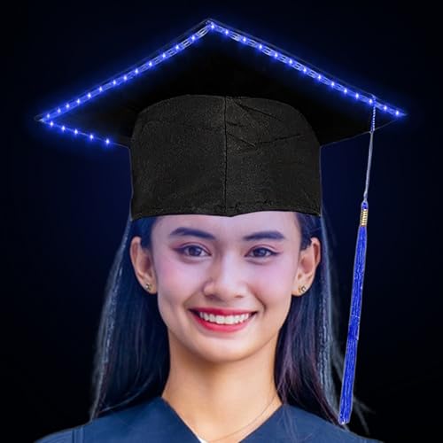 Bachelor-Abschlussmütze, Abschlussmütze für Studenten,Klasse 2024 Grad LED leuchtender Zylinder - Unisex-Unisex-Abschlusshut für High School, College, Universität von Generic