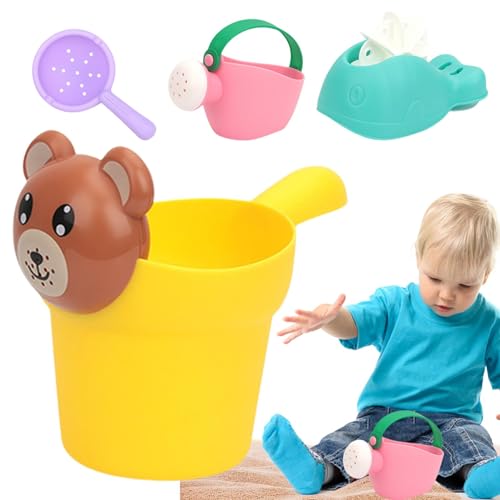 Badespielzeug - Strandspielzeug für Kinder aus Silikon 4 Stück, schwimmendes Badespielzeug für Kinder | Entzückende Shampoo-Tasse, Silikonsieb, hydraulisches Rad in Ballform von Generic