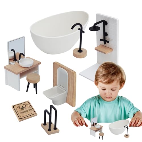 Badezimmermöbel für Zuhause, realistische Duschszene, Maßstab 1 12 – Miniatur-Simulationsdekor für Kinderspiele und Möbel von Generic