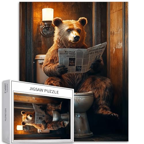 Bär geht auf die Toilette, 1000-teiliges Puzzle für Erwachsene, Badezimmer, Hintergrund, Kunst, Puzzle, anspruchsvolle Familienaktivitäten, bunt, DIY-Bastelpuzzle für Heimdekoration, Geschenke, 50 x Bär geht auf die Toilette, 1000-teiliges Puzzle für Erwachsene, Badezimmer, Hintergrund, Kunst, Puzzle, anspruchsvolle Familienaktivitäten, bunt, DIY-Bastelpuzzle für Heimdekoration, Geschenke, 50 x von Generic