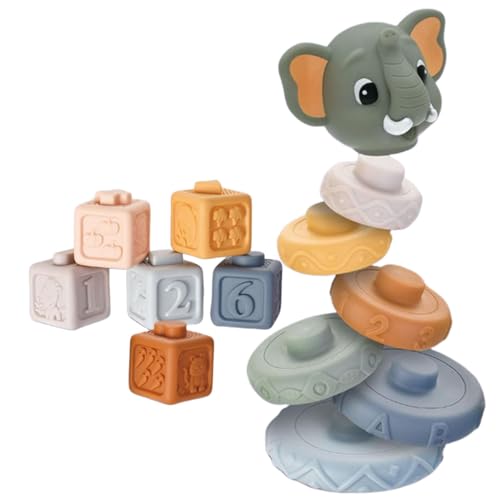 Balance Stacking Blockspiel, Stapel -Spielzeugsteine ​​,Bunte tiergeformte Sortierblöcke | Multifunktionales Bildungslernspiel für Bildungslern, Tabletop-Gebäude für Familienausflüge von Generic