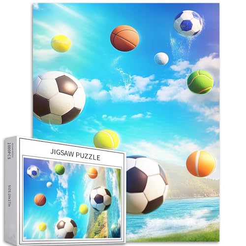 Ballsport-Puzzles für Erwachsene, Fußball, Basketball, Rugby, Baseball, Tennis, Golf, bunt, DIY-Puzzles für Heimdekoration, Geschenke, Familienpuzzle, perfekt für Spielabende, 68 x 50 cm, 1000 Teile Ballsport-Puzzles für Erwachsene, Fußball, Basketball, Rugby, Baseball, Tennis, Golf, bunt, DIY-Puzzles für Heimdekoration, Geschenke, Familienpuzzle, perfekt für Spielabende, 68 x 50 cm, 1000 Teile von Generic